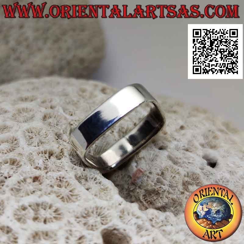 Bague carrée en argent avec bande lisse de 6 mm