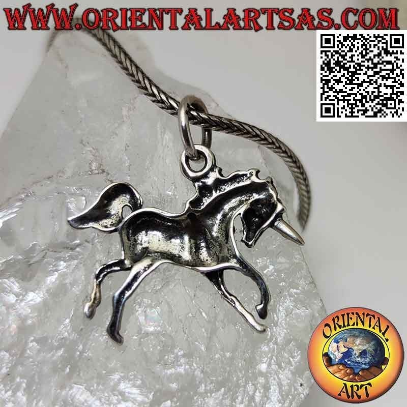 Silver pendant, the unicorn rampant in profile