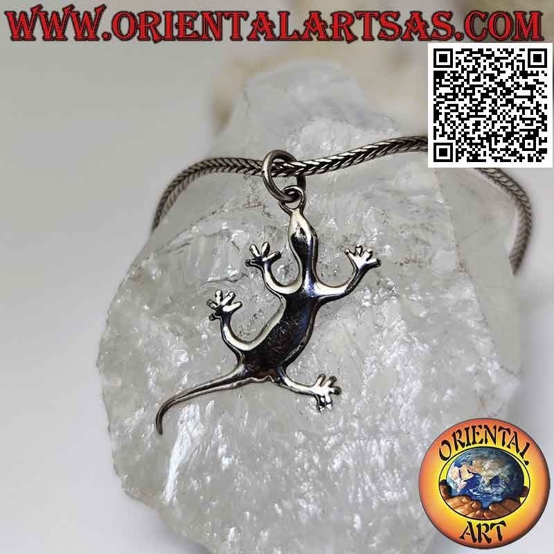 Ciondolo in argento a forma di lucertola liscia