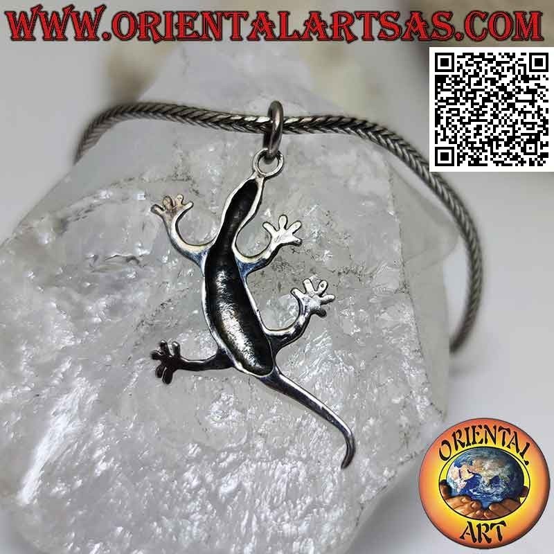 Colgante de plata lisa en forma de lagarto