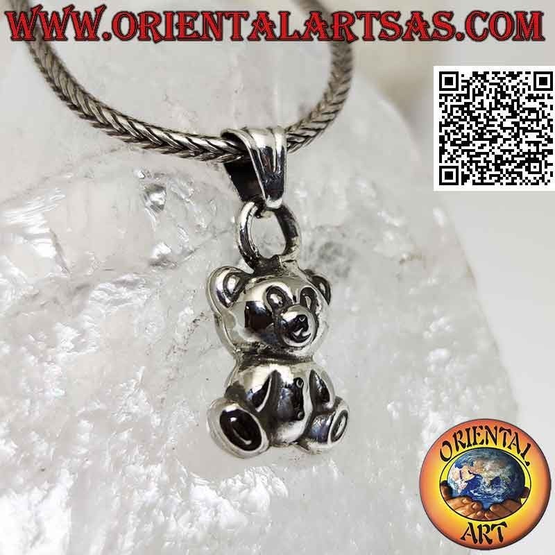 Ciondolo in argento a forma di orsetto tridimensionale