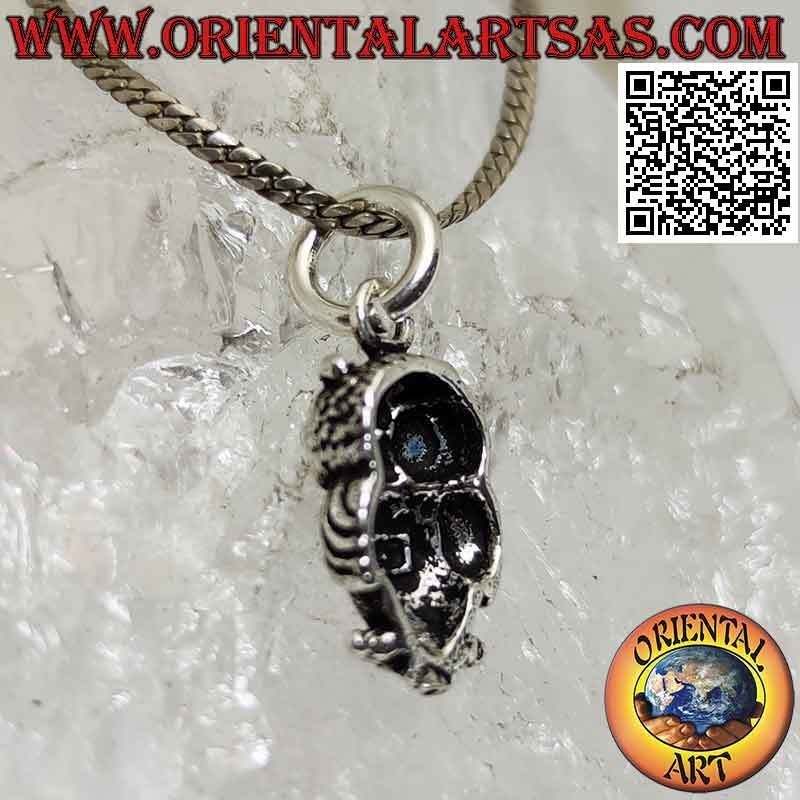 Silver pendant, owl on the branch with wings on the hips (small)