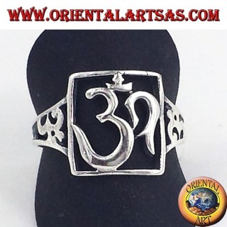 Bague en argent, symbole sacré percé OM