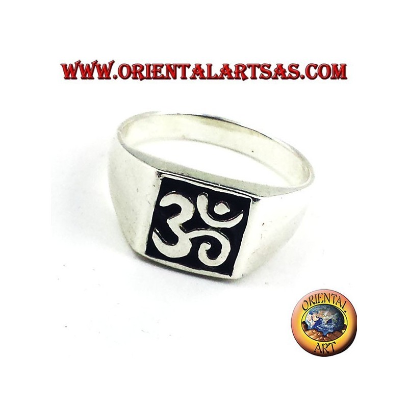 sello de anillo de plata, símbolo sagrado OM