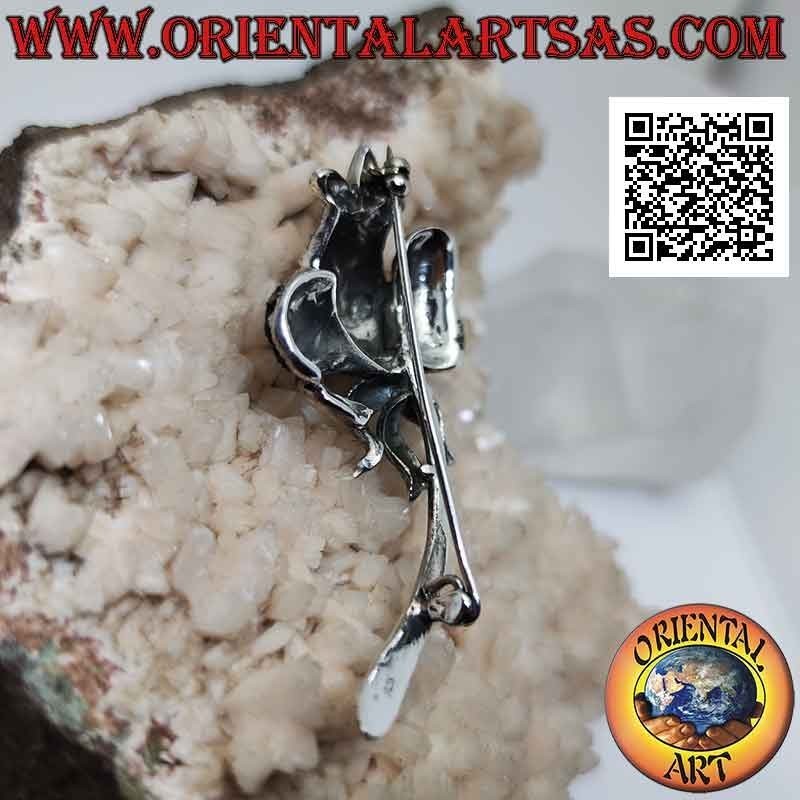 Spilla in argento 925‰ a tulipano tempestato di marcassite