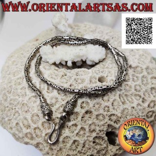 Collana in argento 925 ‰ a borobudur (maglia bizantina) da 41 cm x  3 mm (gancio a serpentina)