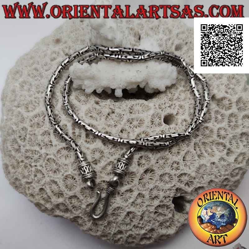 Collana in argento 925 ‰ a borobudur (maglia bizantina) da 41 cm x  3 mm (gancio a serpentina)