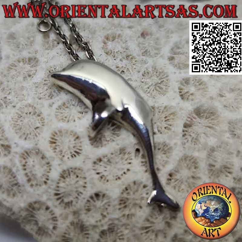 Silberanhänger, Delfin der Liebe in Umarmung