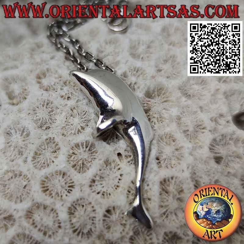 Pendentif en argent, dauphin d'amour enlacé