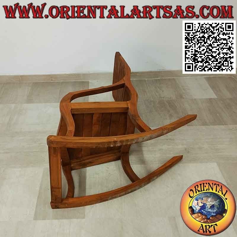 Chaise à bascule classique avec repose-pieds en bois de teck massif