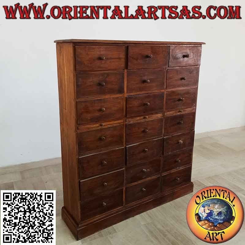 Drawer for office letters with mini desks in teak wood