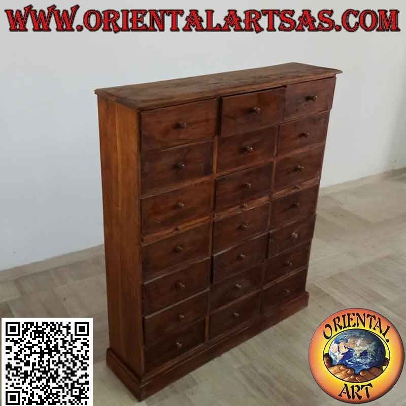 Drawer for office letters with mini desks in teak wood