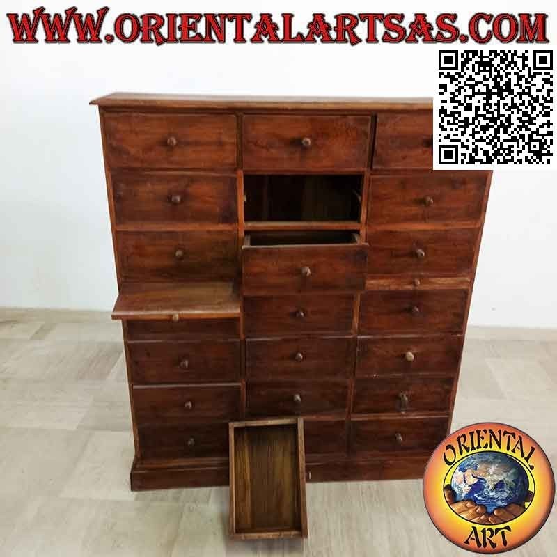 Cajonera para cartas de oficina con mini escritorios en madera de teca