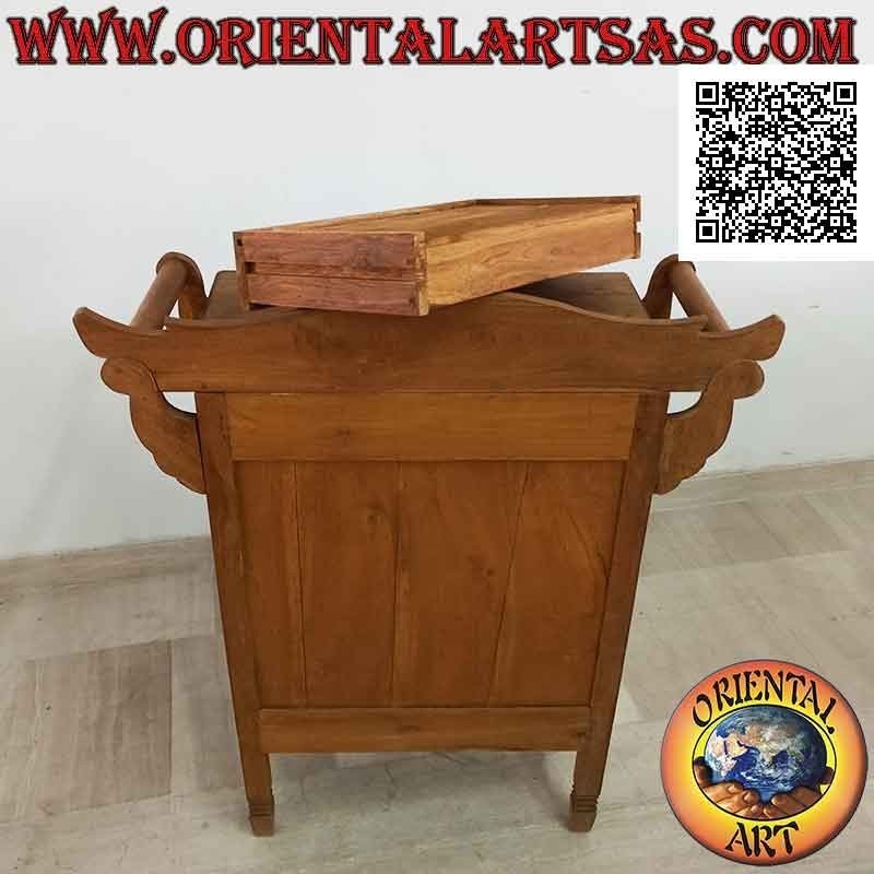 Bathroom cabinet with double towel rail, two doors and a drawer in teak wood