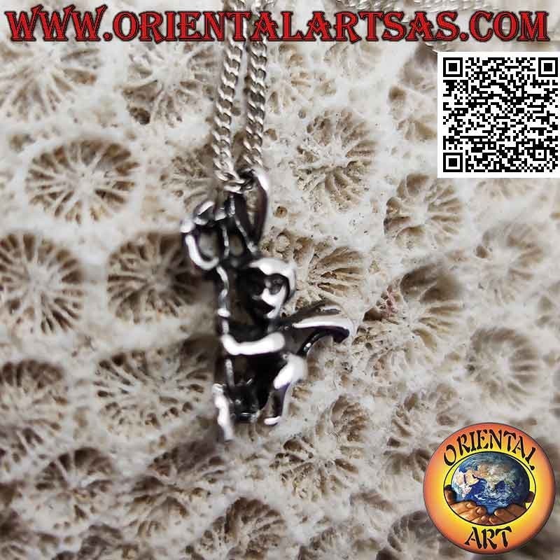 Ciondolo in argento a forma di diavoletto con tridente (tridimensionale)