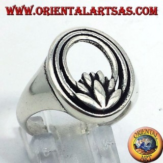 fiore di loto anello in argento