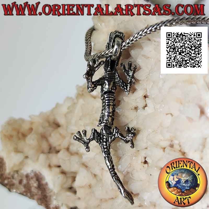 Colgante de plata en forma de dragón oriental (chino) integral tridimensional móvil