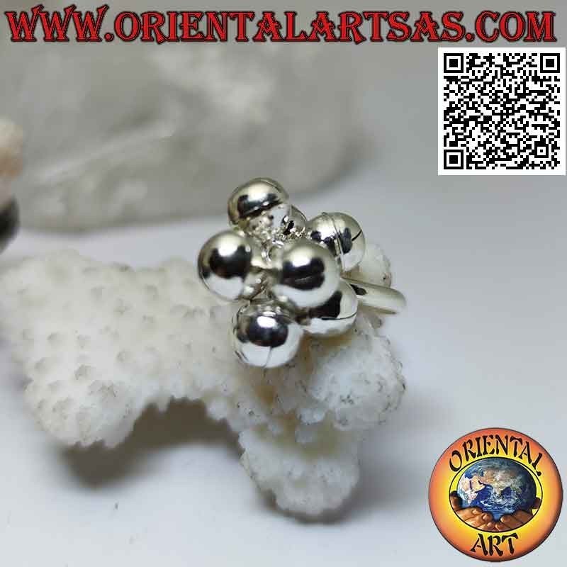 Silver ring with a group of smooth bells