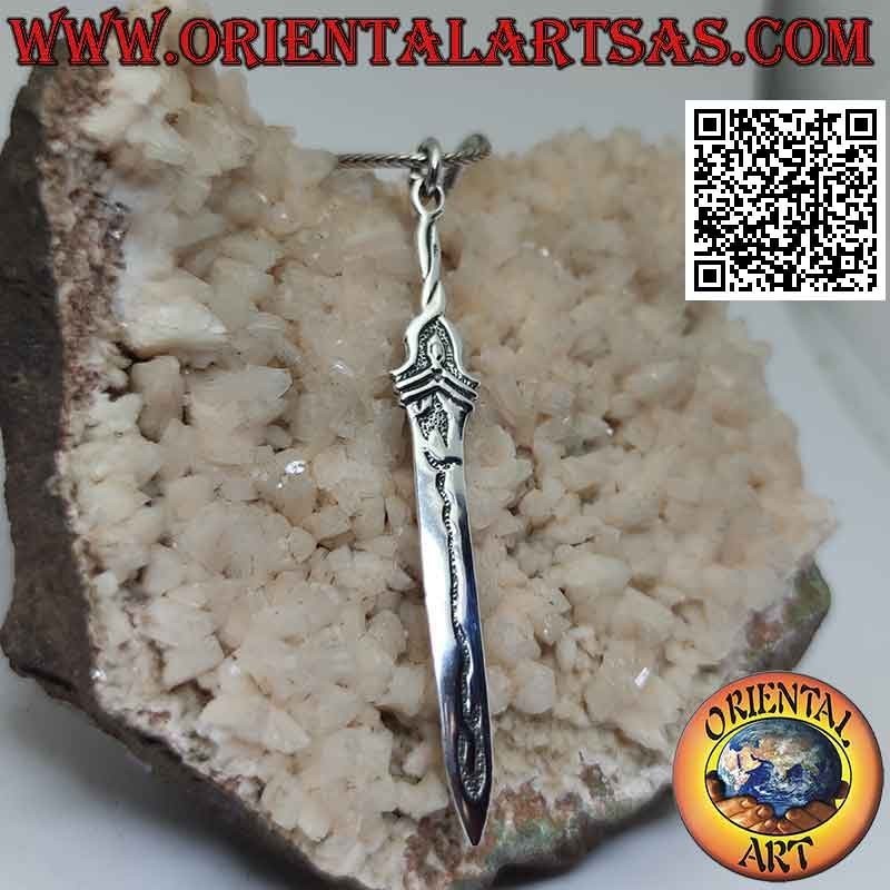 Pendentif épée en argent de l'épée romaine avec poignée tressée