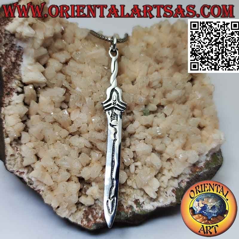 Ciondolo in argento a spada del gladio romano con manico intrecciato
