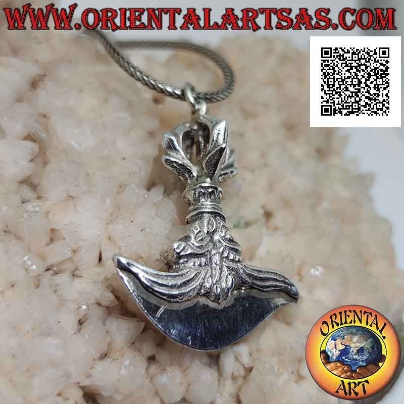 Silver pendant, Tibetan Kartika (Buddhist spiritual weapon object) with dorje