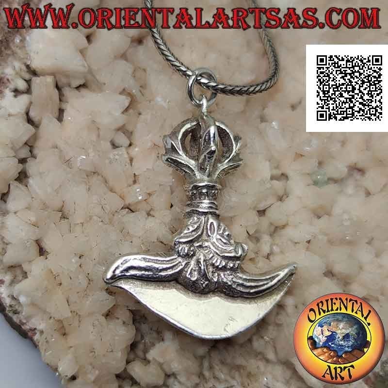 Pendentif en argent, Kartika tibétain (objet arme spirituelle bouddhiste) avec dorje