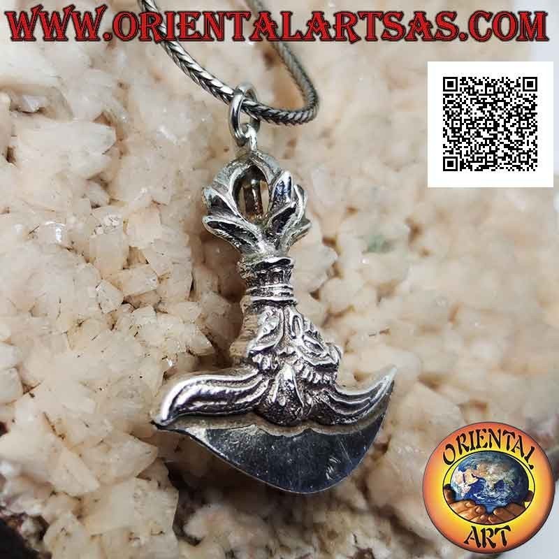 Pendentif en argent, Kartika tibétain (objet arme spirituelle bouddhiste) avec dorje