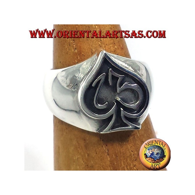 925 Sterling Silver Ace of Spades Ring with Thirteen - Men's Jewelry | Oriental Art