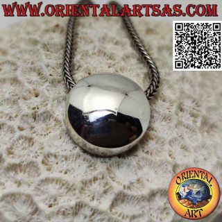 Pendentif en argent lisse en forme de bouton convexe avec des trous sur les côtés