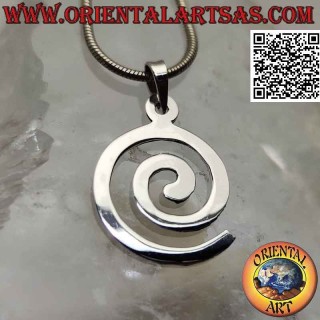 Pendentif en argent en forme de spirale lisse à fond martelé (Ø 15)