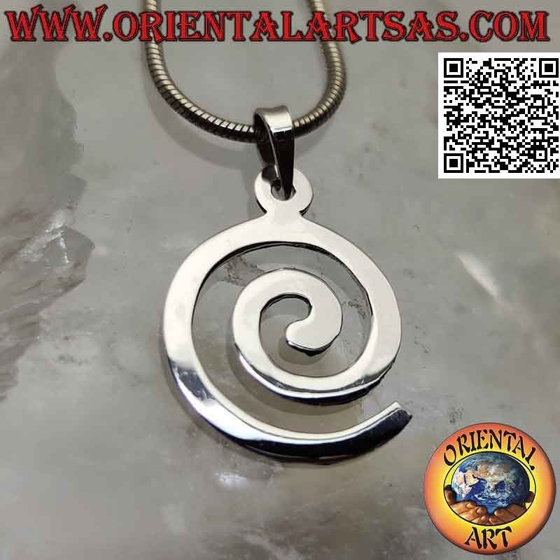 Colgante de plata lisa en forma de espiral con dorso martillado (Ø 15)