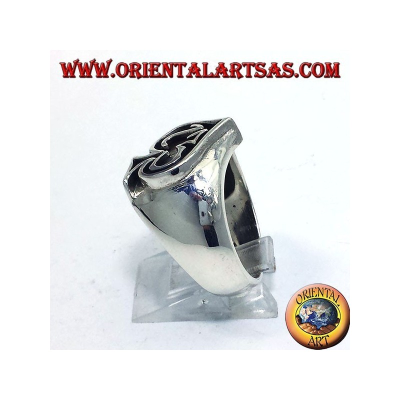 silver ring Ace of Spades with thirteen