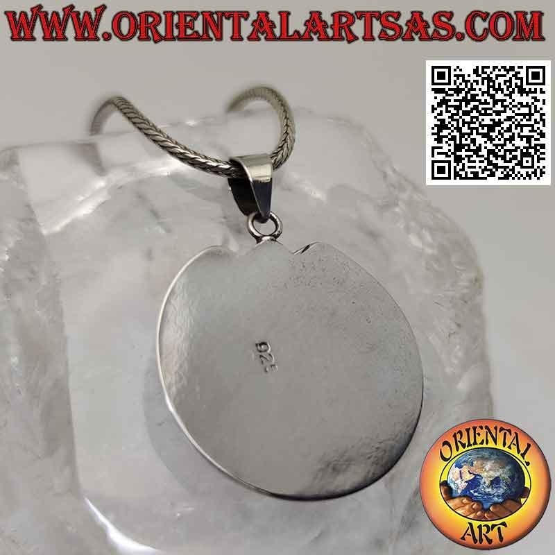 Silver pendant, sun with face in the moon in Nepalese style (Ø 30 mm)