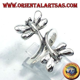 Anello in argento con due  libellule