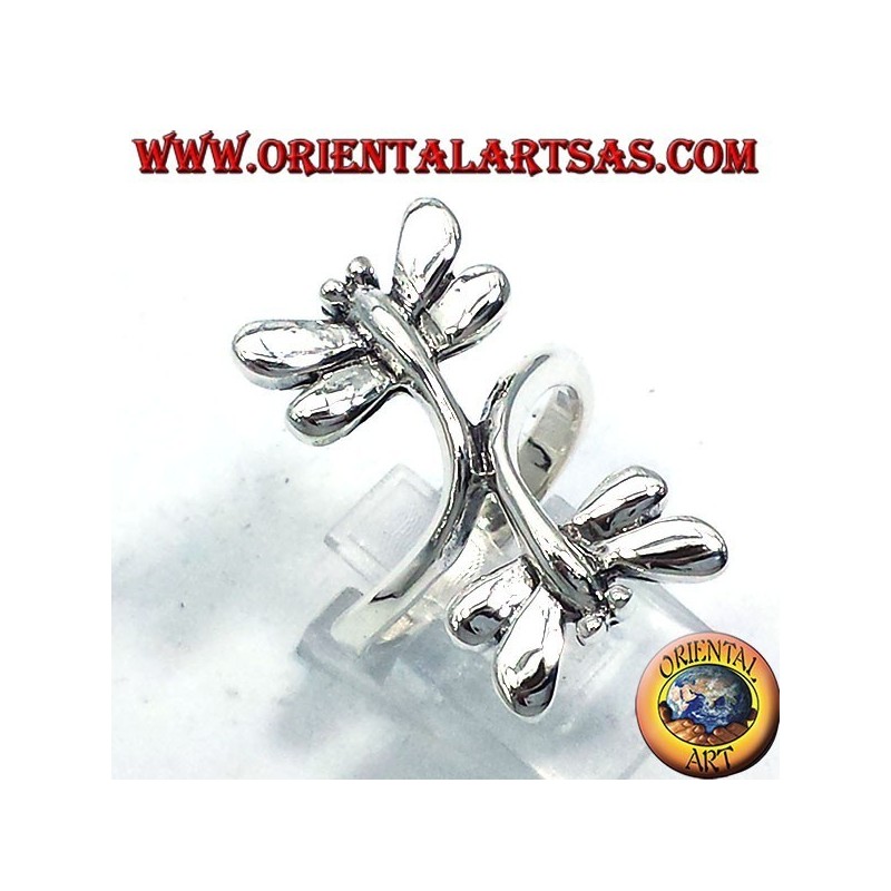 Anillo de plata con dos libélulas