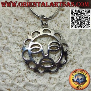 Silver pendant, empty openwork sun with sad face