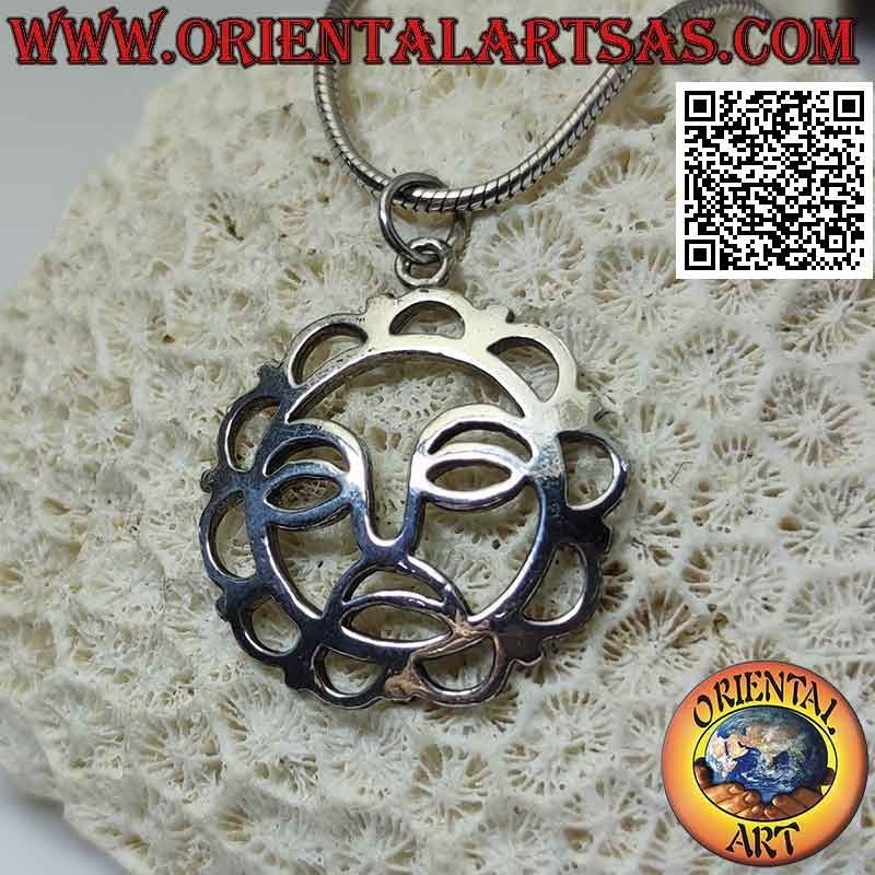 Silver pendant, empty openwork sun with sad face