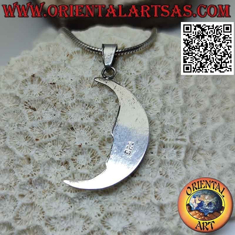 Ciondolo in argento, mezzaluna con volto sagomato (grande)