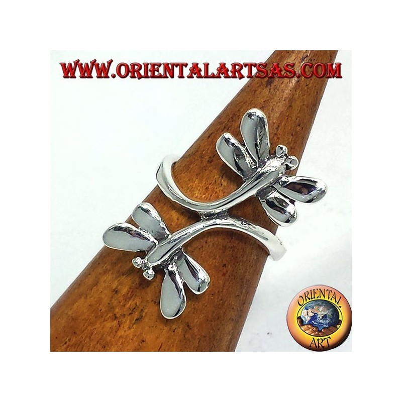Anillo de plata con dos libélulas
