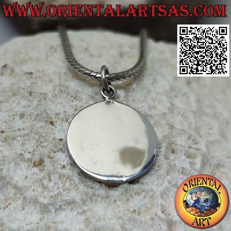 Pendentif en argent, médaille avec lune et étoile en bas-relief