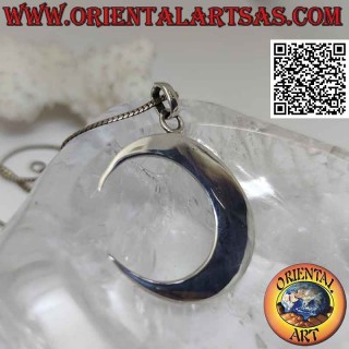 Pendentif en argent, croissant lisse à bouts allongés et pointus
