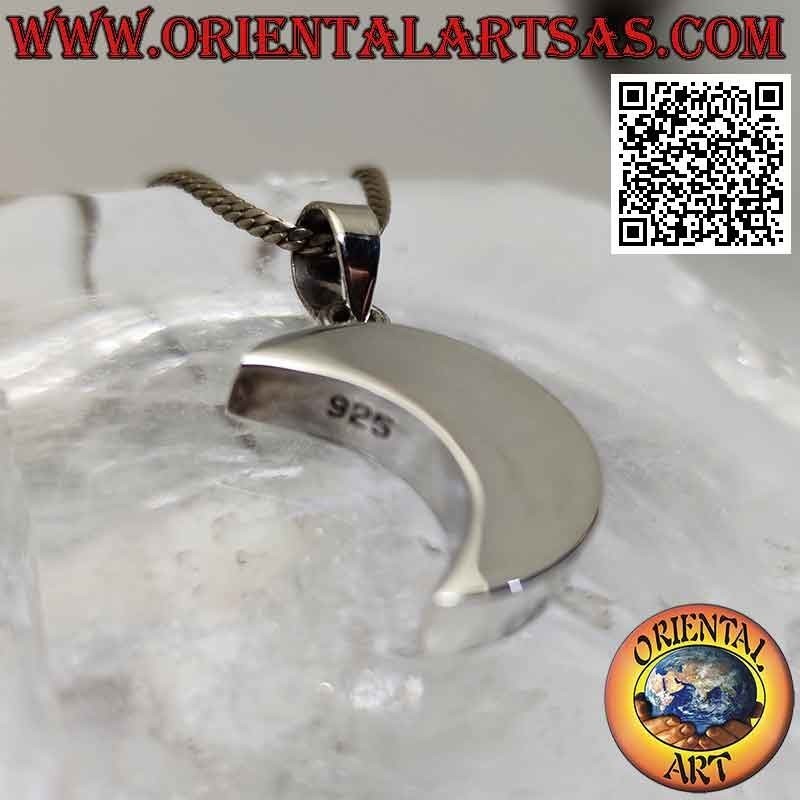 Colgante de plata, media luna lisa gruesa tridimensional