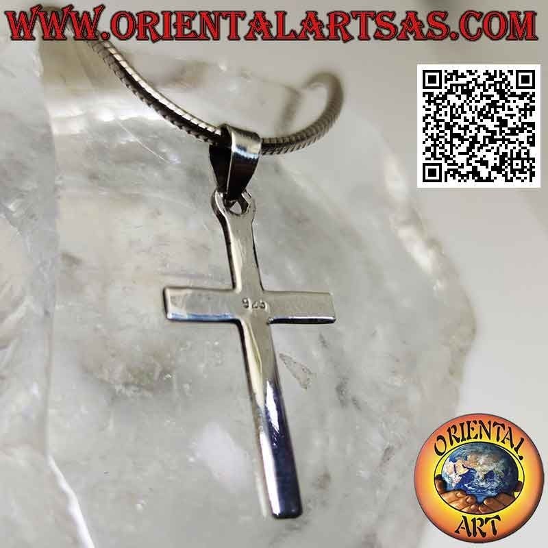 Colgante de plata de cruz latina cristiana clásica (30 * 17)