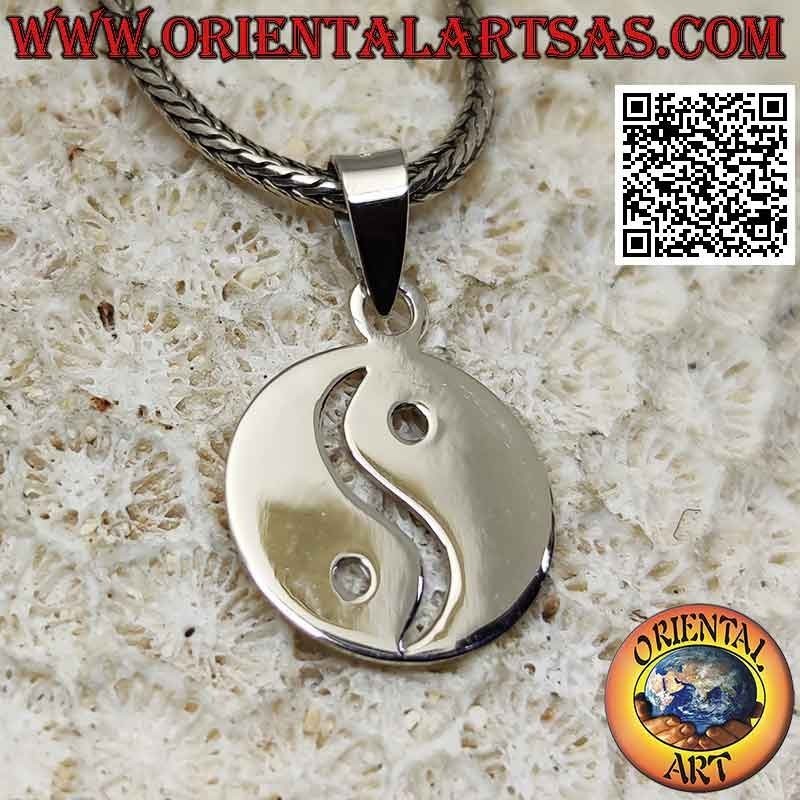 Colgante de plata yin yang "Tao" liso, plano y perforado