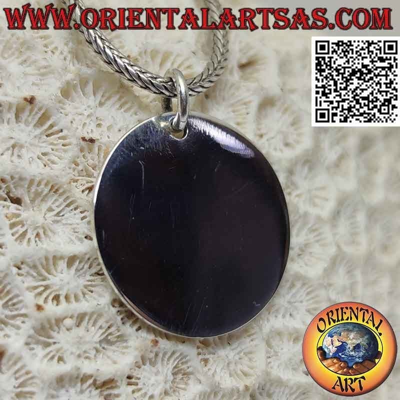 Ciondolo in argento medaglietta liscia tonda piatta (Ø 22 )