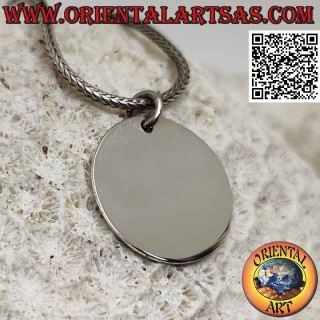 Ciondolo in argento medaglietta liscia tonda piatta (Ø 22 )