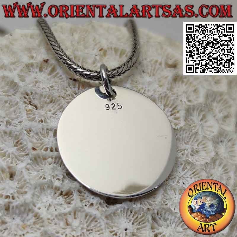 Colgante de plata con medalla redonda plana lisa (Ø 22)