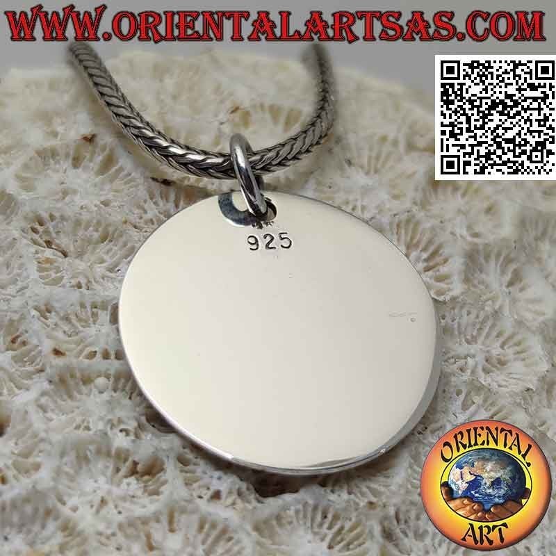 Ciondolo in argento medaglietta liscia tonda piatta (Ø 22 )