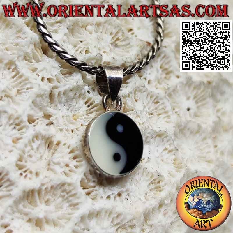 Colgante de plata yin yang "Tao" plano 8 mm Ø