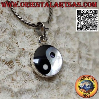 Colgante de plata Yin yang "Tao" con nácar y ónix 10 mm Ø